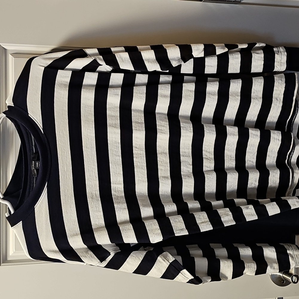 2 J Crew Oversized Wide Sleeved Striped Tees Fits Size Small - Picture 5 of 6